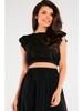 Black Viscose Crop Top with Open Back