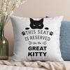 Cushion Cover White Cat Face And Paw Prints With This Seat Is Reserved For The Great Kitty Text Home Decor For Living Room Bedro