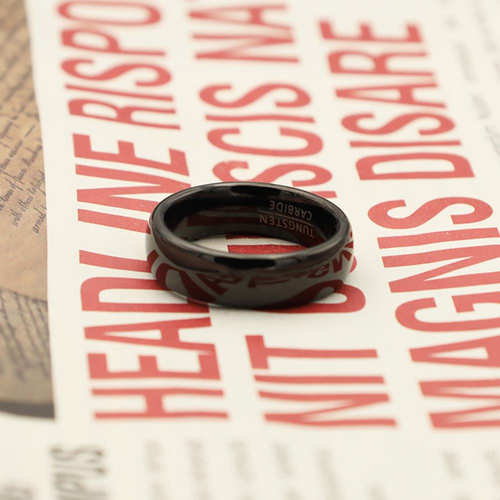 Jewelry Black Curved Tungsten Steel Ring Simple And Fashionable 6Mm Ring Personalized Niche Jewelry