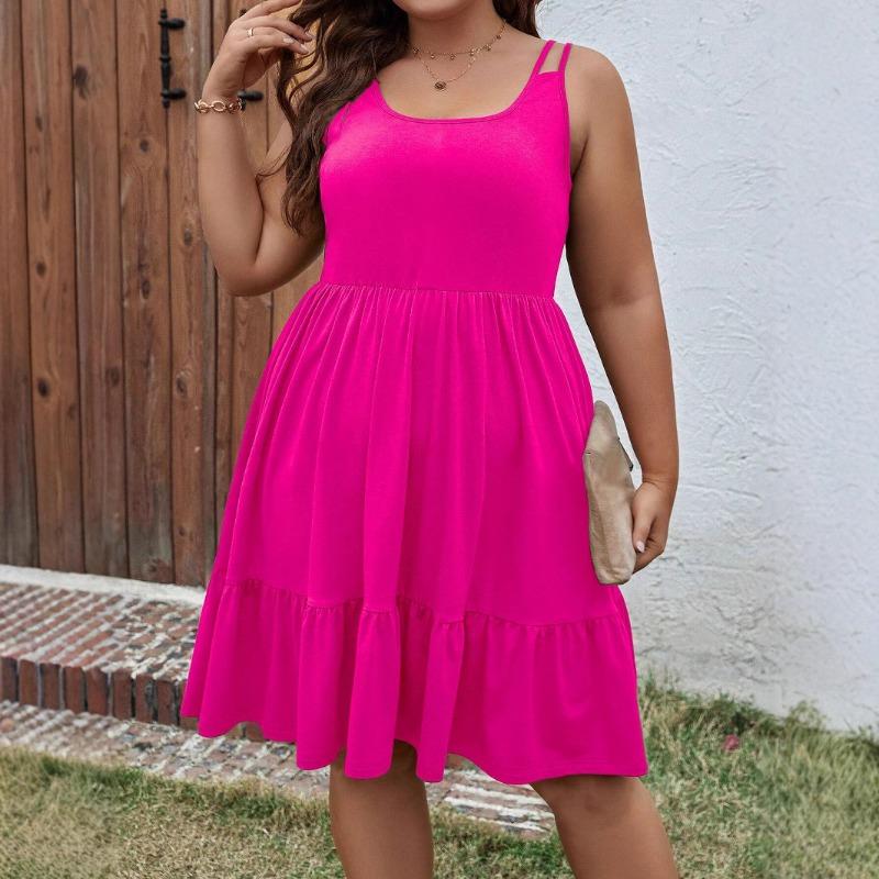 

Весна Лето Плюс Размер Женская Одежда Свободные Однотонные Без Рукавов Средней Длины Повседневные Платья XL мерцание