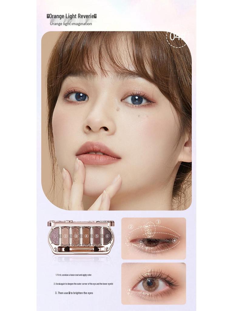 Winnie the Pooh 6-Color Shimmer & Matte Diamond Pearlescent Eyeshadow Palette with Contour Highlight