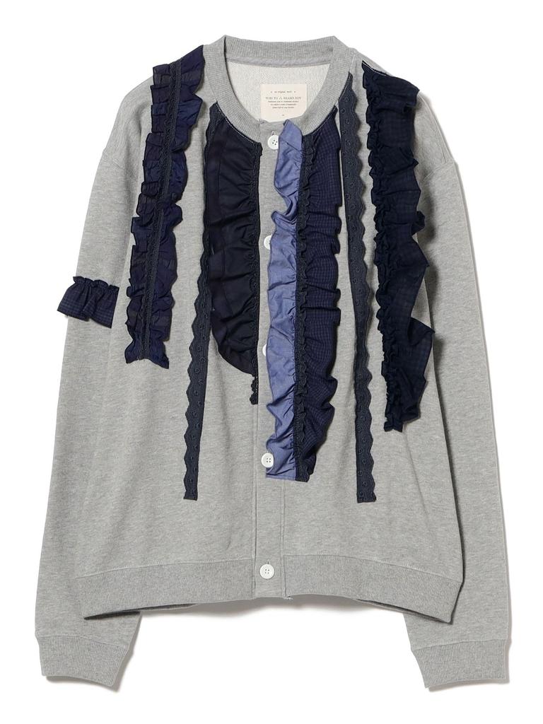 Beams Boy Sweatshirt [Special Order] TORI-TO Vertical Frill Cardigan, Women's, Gray Free
