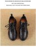 Women's New 2025 Autumn/Winter Black Genuine Leather Thick-Soled Dad Shoes: Versatile, Stylish, and Casual.