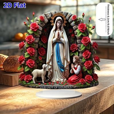 2D Flat Acrylic Lourdes Madonna Decoration, Indoor and Outdoor Decoration - No Battery/electricity Required, Free Day Decoration