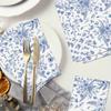 100pcs Blue Floral Paper Napkins Blue Floral Decorative Hand Towels for Bridal Shower Wedding Birthday Dinner Party Supplies