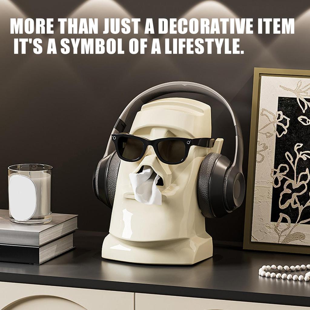 Funny Tissue Holder Easter Island Statue Tissue Box Napkin Organizer Sunglasses Rack For Desktop Vanity Table Shelf Study Dorm