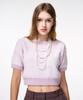 ETMON Color Blend Short Sleeve Knit Top Lavender