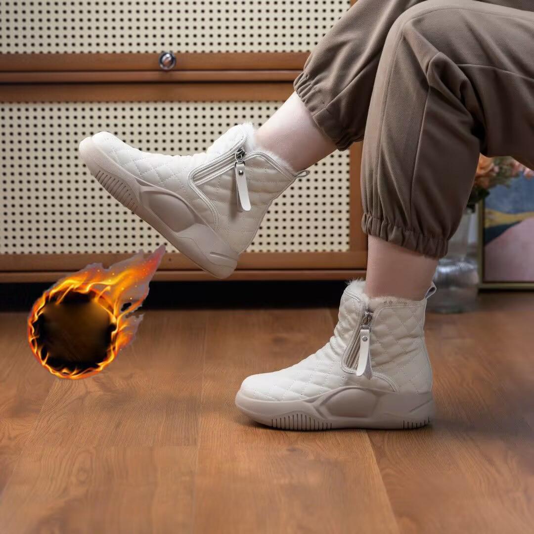 Зимние ботинки женские зимние ботильоны женские теплые ботинки на меховой подкладке утепленная обувь кроссовки на плоской подошве на молнии уличные ботильоны 40 белый 2990₽