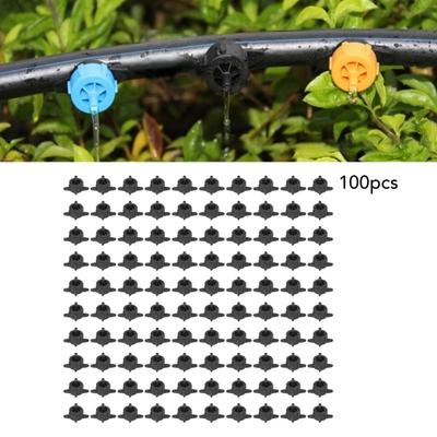 100 stuks Druppelaar 4 mm Drukgecompenseerd Uniforme Doorstroming PP Irrigatie Watergift Druppelaar Voor Groot Terrein 4L Zwart