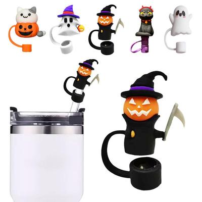 Halloween Straw Cover Cap for Stanley Cup Party Accessories 10mm Silicone Straw Stoppers Reusable Drinking Dust Straw Tips Cover