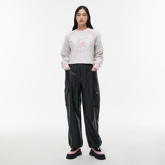 Rap Cargo Pocket Elastic Waist Leather Pants Aq1Lp260