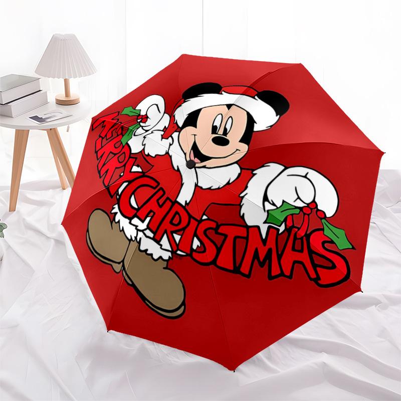 1pc Mickey Mouse Christmas Automatic Folding Umbrella, Compact Portable Travel Umbrella, Perfect Gift for Friends yy250806002