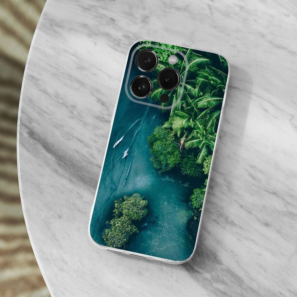 MALDIVAS Custodia da Viaggio per Mappa per iPhone X,14,16,Mini,XS,SE,12,15,Pro,17,Plus,11,Max,13,XR,Cover Morbida Trasparente