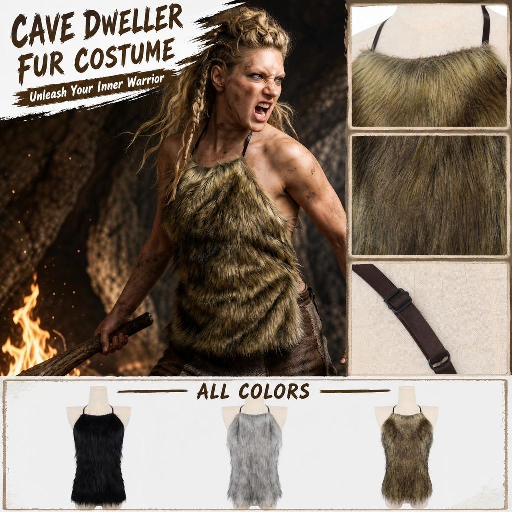 Costume da Uomo delle Caverne Finto per Halloween - Accessorio Costume per Adulti