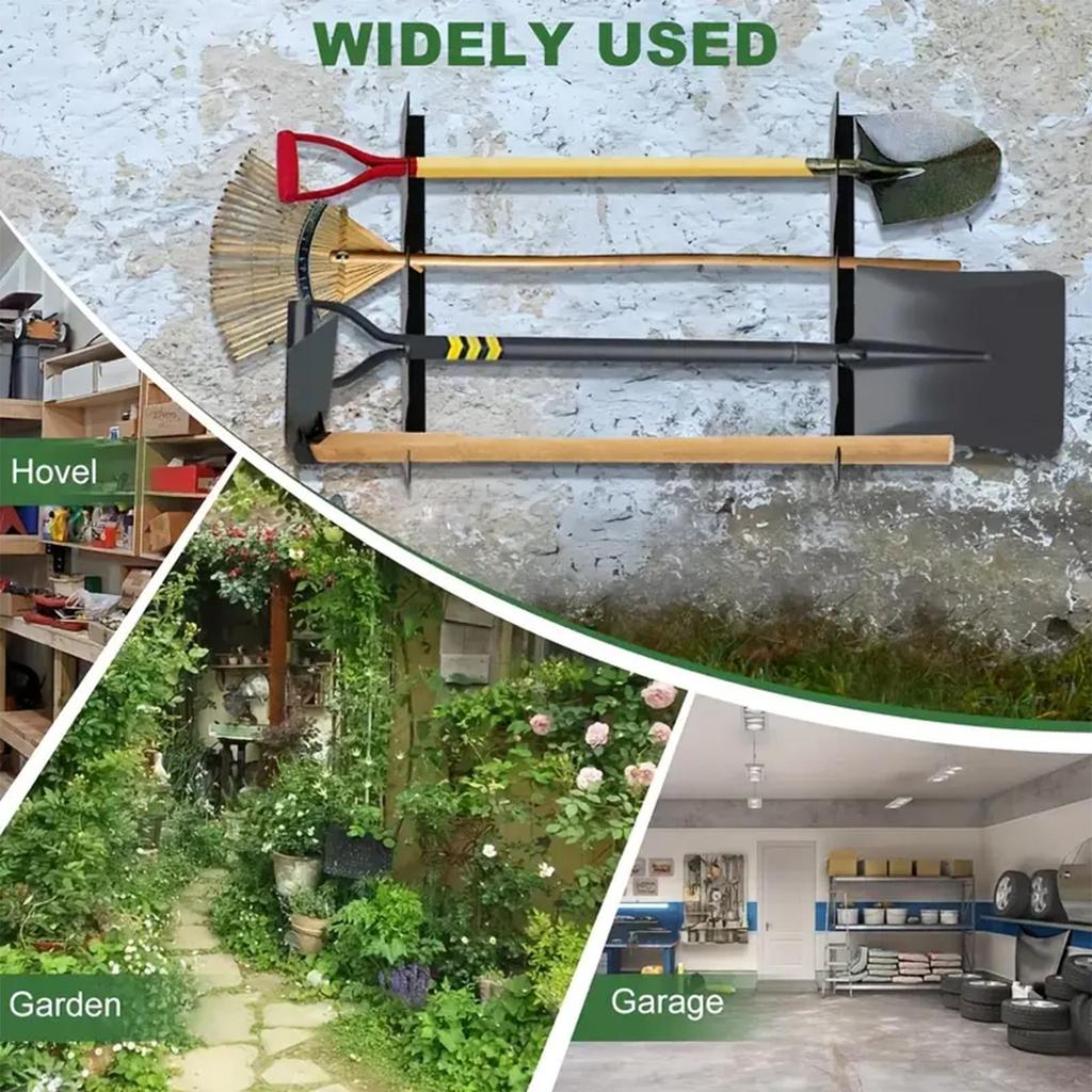 Steel Garage Tool Organizer Wall Mount Garage Tool Storage Racks Garden Tools Supplies Holder For Broom, Shovels And Rakes