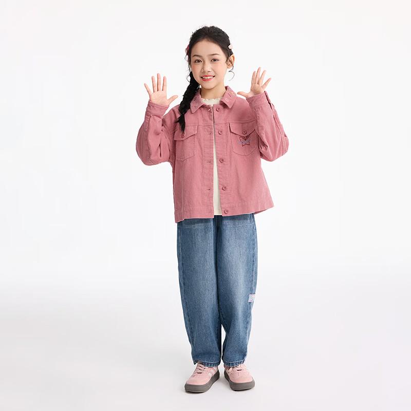 Xiaoyinman Girls' Embroidered Pure Cotton Lapel Jacket