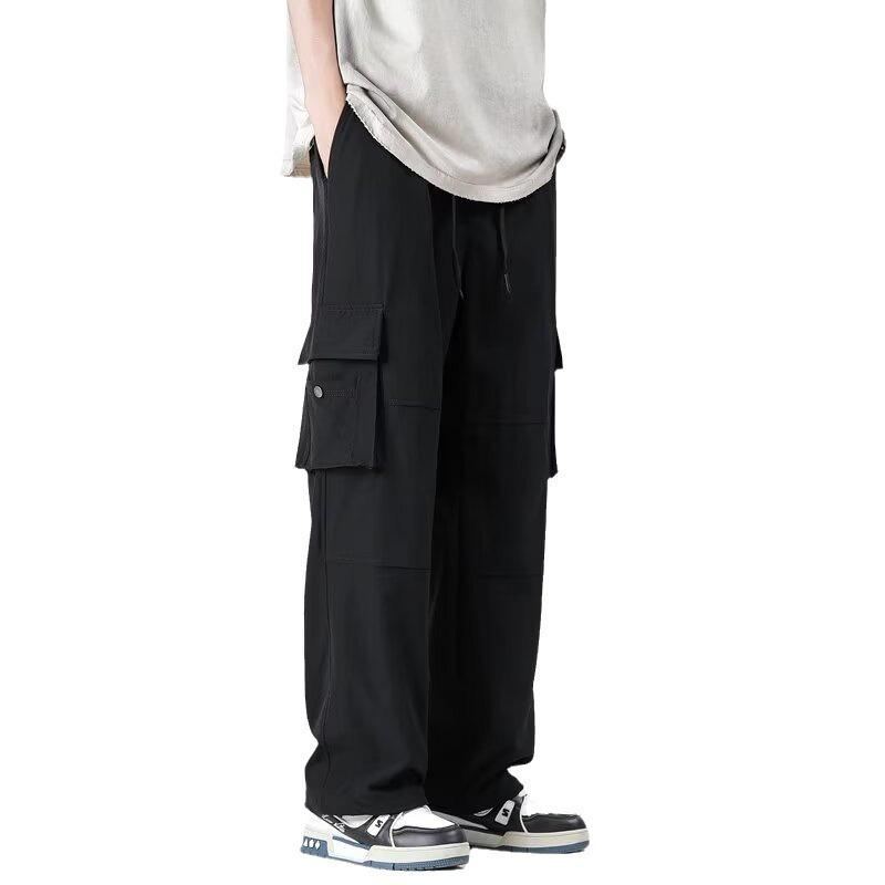 Splicing overalls men's autumn new loose multi-pocket straight wide-leg pants outdoor casual trousers cheap wholesale