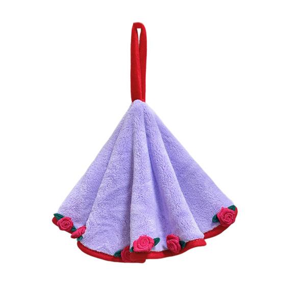 Rose Bouquet Hand Towel Hanging Hand Wipe Cloth Absorbent Decorative Hand Towel with Hanging Loop for Kitchen Bathroom