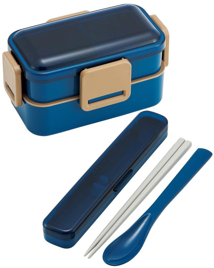 Skater Bento Ocean Soft Domed Two Made In Box, Blue, 600ml, Antibacterial, Filling, Lid, Tiers, Women's, Japan, PFLW4AG-A