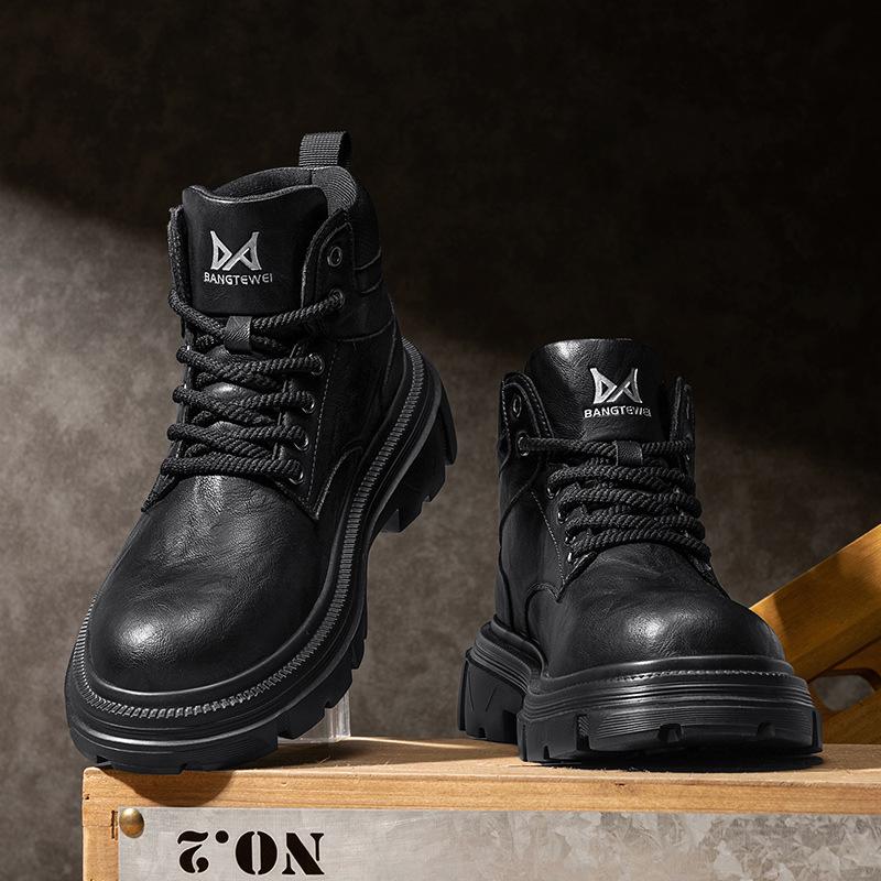 Martin boots new autumn and winter British high-top lace-free casual sports retro leather shoes