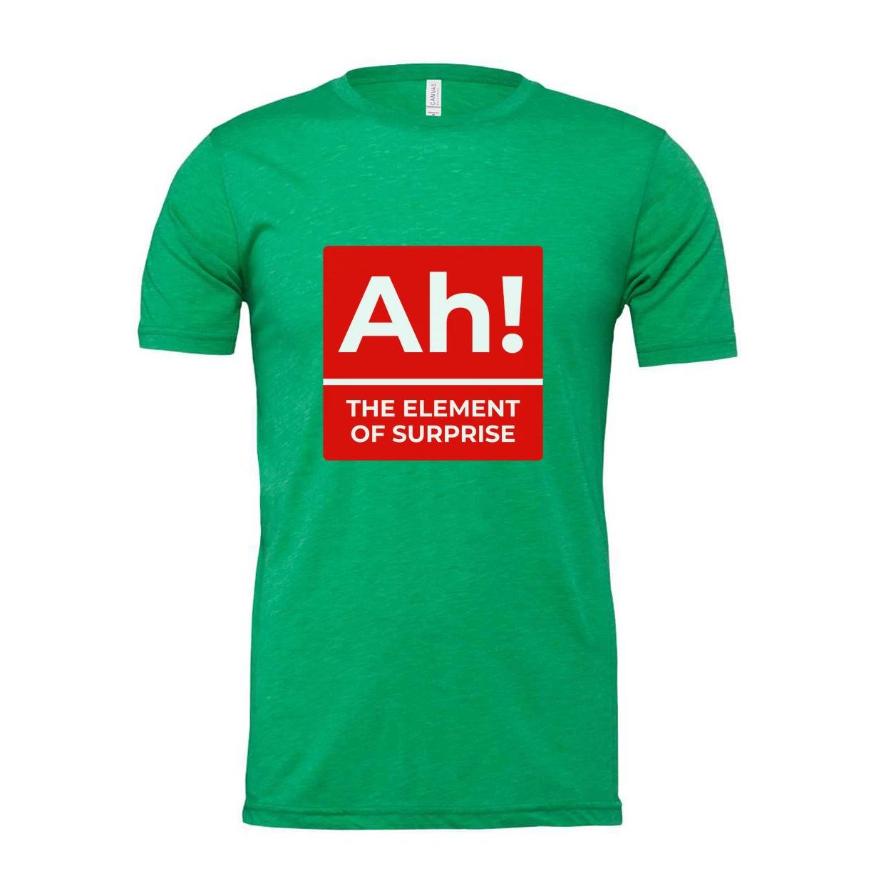 

Ah The Element Of Surprise T Shirt With Red Square Parody Logo Artwork For All S M