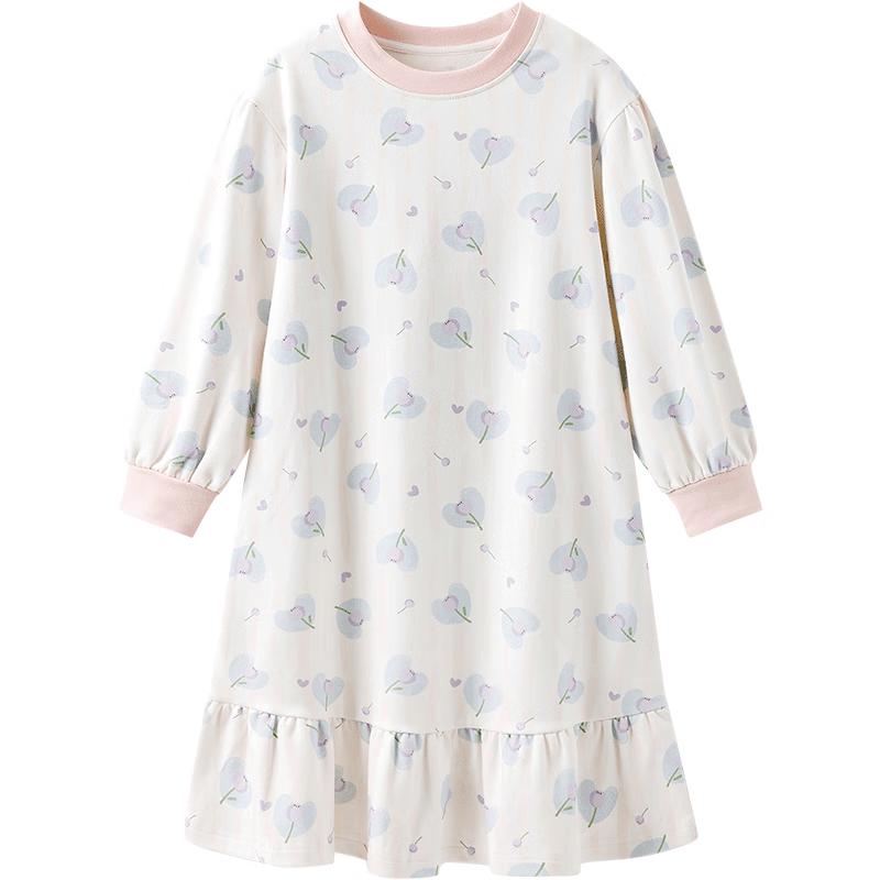 YEEHOO Girls' 7A Antibacterial Cotton Blend Pajama Dress