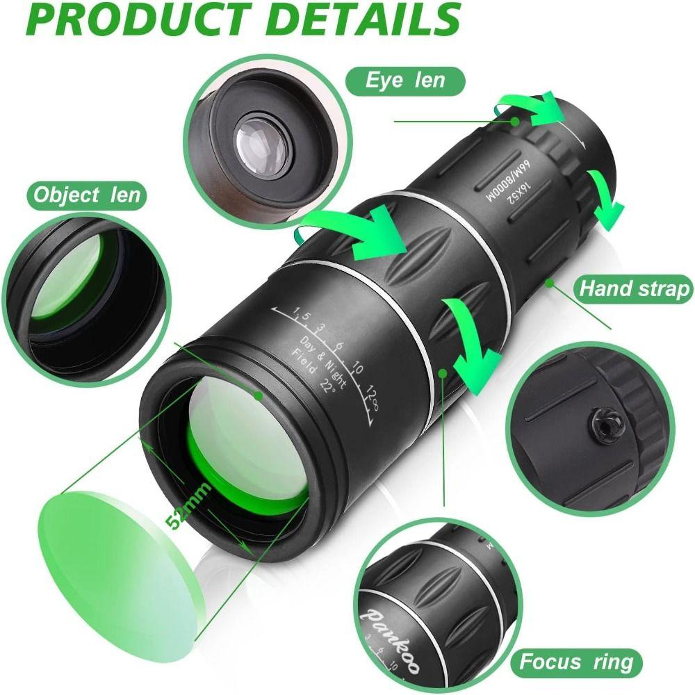 Dual Focus Monocular Telescope 16x52 Night Spyglass Telescope New Optical Zoom Scope  Outdoor