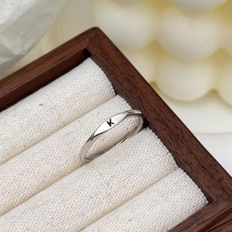 Silberner Koreanischer 26 Buchstaben A-Z Offener Ring Herren und Damen Ring Partnergeschenk Schmuck