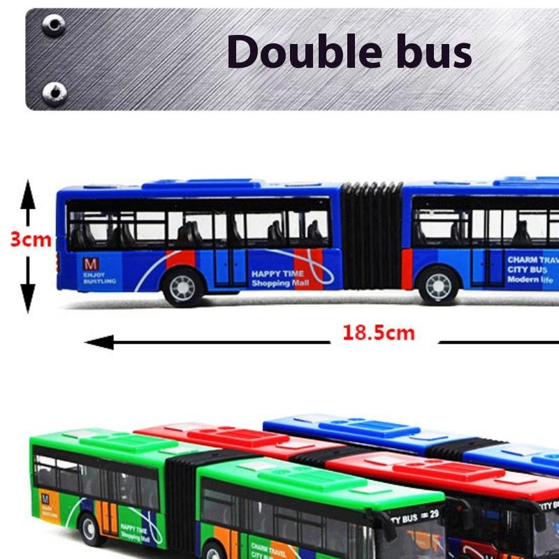 Alloy Double Section Extended Mini Bus Small Pull Back Children's Toy Bus Toy