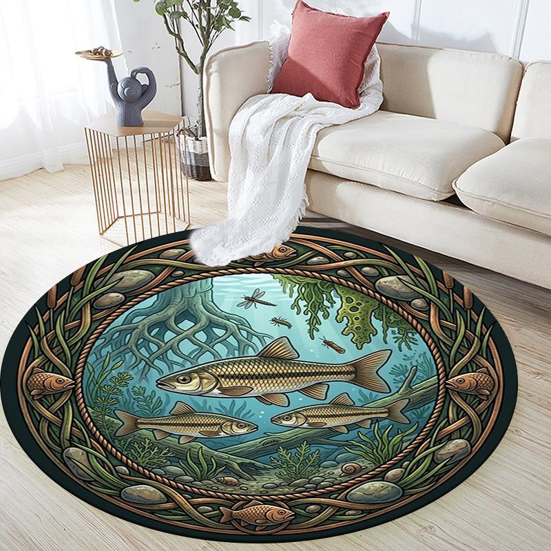 Underwater Ecosystem Harmony Round Area Rug Under Office Chairs Bedroom Living Room Home Decor