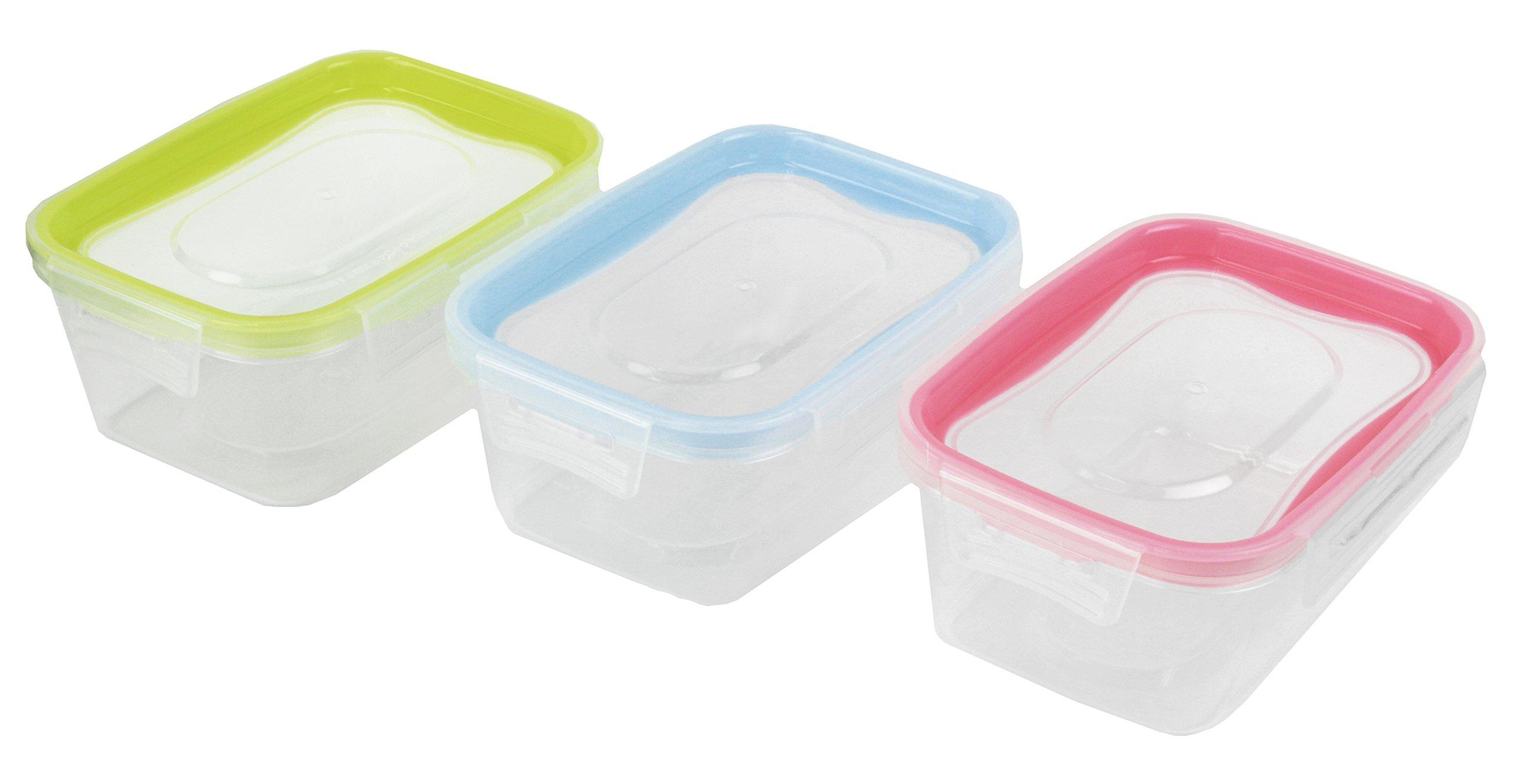 

Pearl Metal Storage Set of New Keep Made in Easy-to-Wash Containers, Rectangular, Medium, 3, Microwave-Safe, Lock, Japan, HB-1429 рожевий