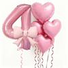 6/7Pcs Birthday Party Wedding Engagements Anniversaries Decor Pink Bow Heart Balloon With 32Inch Pink Number Foil Balloon
