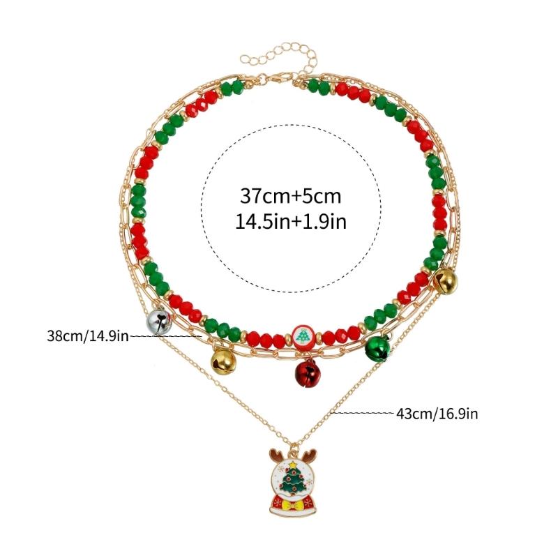 Festive Holiday Necklace Featuring Christmas Tree Charm And Jingle Bells Design Trendy Color Clavicle Chain Jewelry