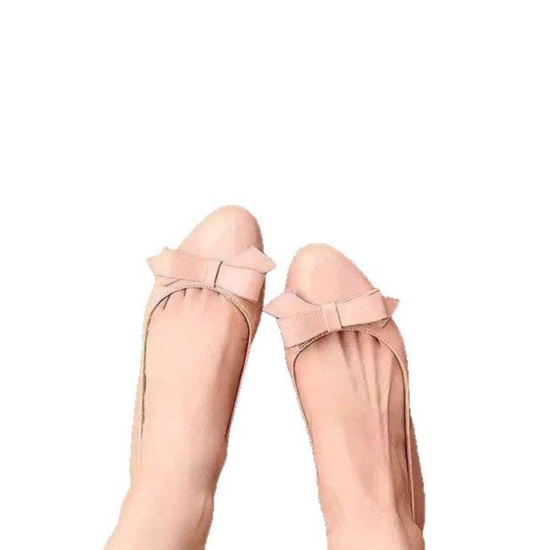 Gentle wind bow small leather shoes women's autumn new commuting versatile skirt pointed Mary Jane single shoes