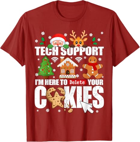 Technical Support To Remove Your Cookies Mens Ugly Christmas IT Nerd Tshirts Y2k Santa Claus Pajamas Family Matching Tshirt