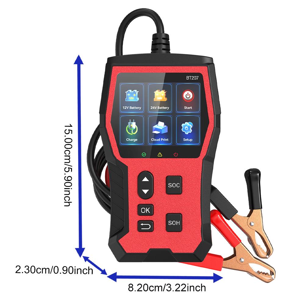 Auto Accessories 12V 24V LCD Digital Display Car Battery Tester Diagnostic Tool BT207 Cloud Print Intelligent Digital Automotive Battery Detector