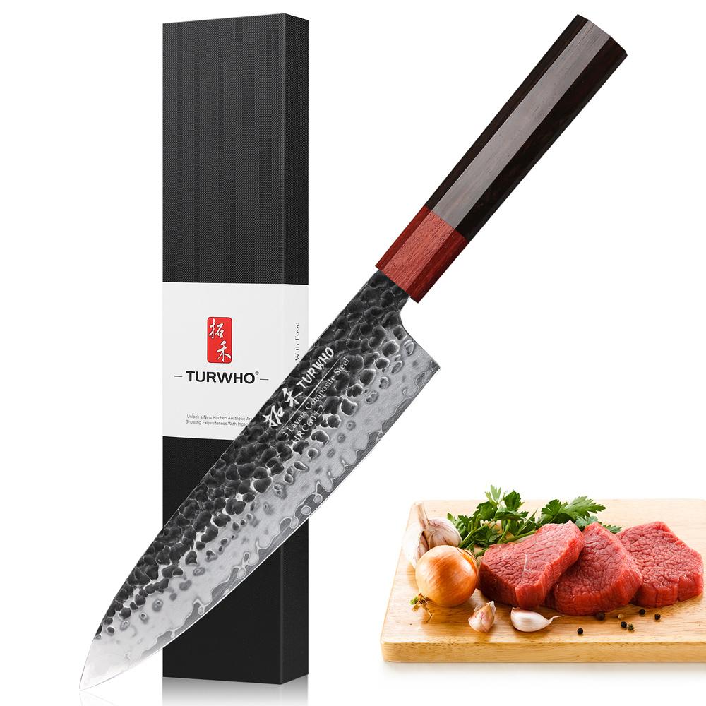 TURWHO Hand Forged Kitchen Knives 3 Layers Composite Steel Japanese Chef Knife Kiritsuke Nakiri Utility Kitchen Accessories
