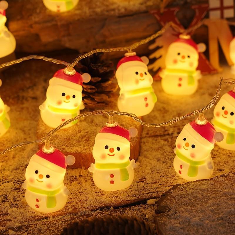 Colorful Led String Lights For Christmas Featuring Santa Snowman And Reindeer Designs