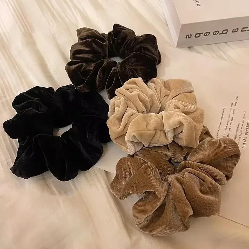 Winter Plüsch Weich Einfarbig Scrunchie für Frauen Vintage Elastizität Gummibänder Haargummis für Pferdeschwanz Kopfschmuck