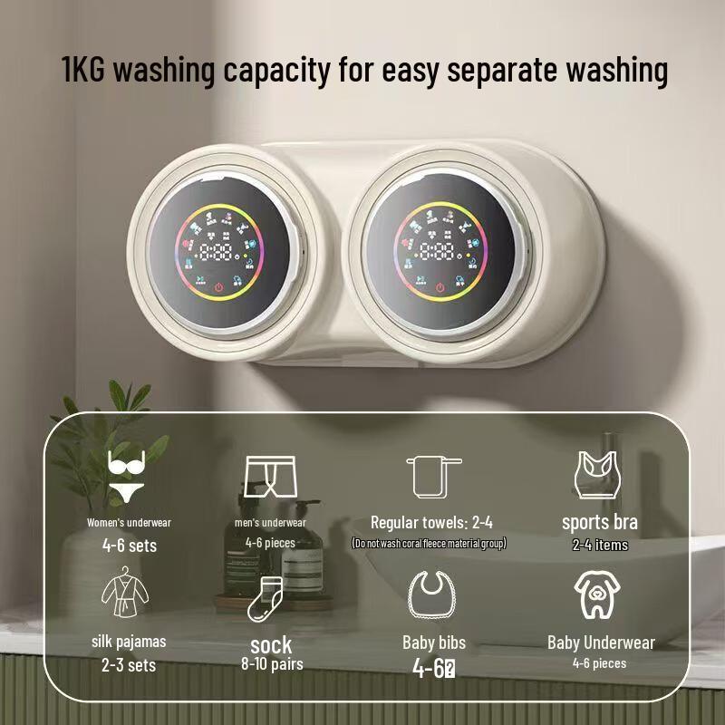 LISM Wall-Mounted Dual-Tub Mini Washer Dryer