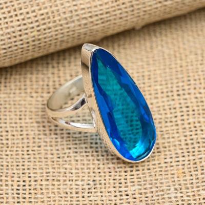 Amazing Blue Topaz Gemstone Handmade 925 Sterling Silver Ring Jewelry