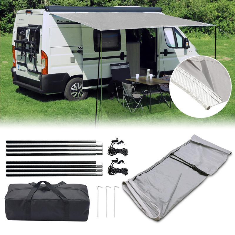 Outdoor Camping Awning Kits 210D Oxford Sun Rain Protection Awning Canopy Sun Shade Sail With Keder Piping Attachment 3x2.4m