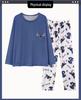 Women's Cartoon Stitch Pajama Set - Long Sleeve & Pants, Wearable Outdoors, Loose Fit for Autumn/Winter.