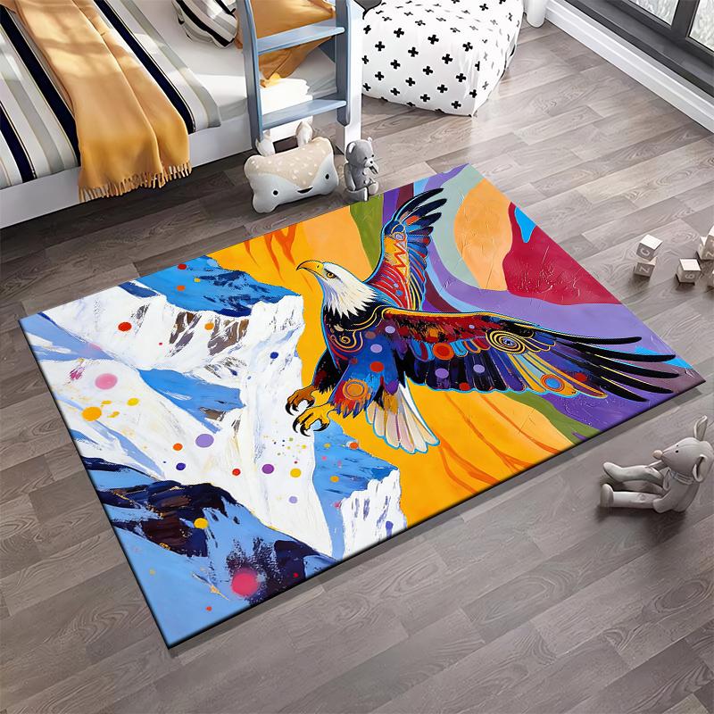 Colorful Bald Eagle On Mountain Peak Abstract Art Carpet Rug Suitable for Use As an Anti-slip for Living Room Bedroom Sofas