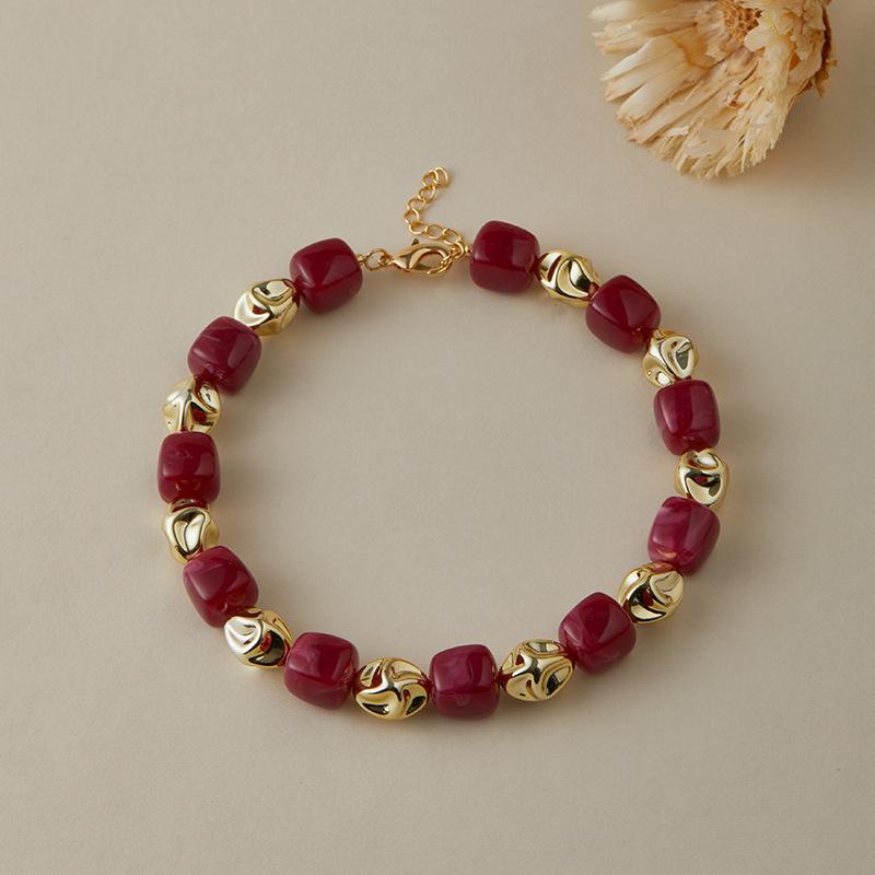 Colar Pulseira de Contas Irregulares em Acrílico para Mulheres Bangle Geométrico Bohemia Feito à Mão Acessórios de Joias para Casal