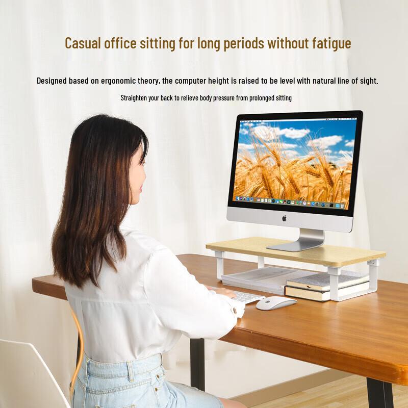 UGREEN Monitorständer in Holzoptik mit Tastaturablage