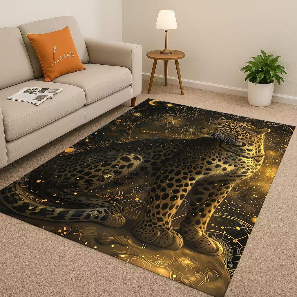 3D Cheetah Leopard Beast Living Room Non Slip Area Rug Soft Carpet for Bedroom Playroom and Sofa ,Easy Clean Home Decor Doormat