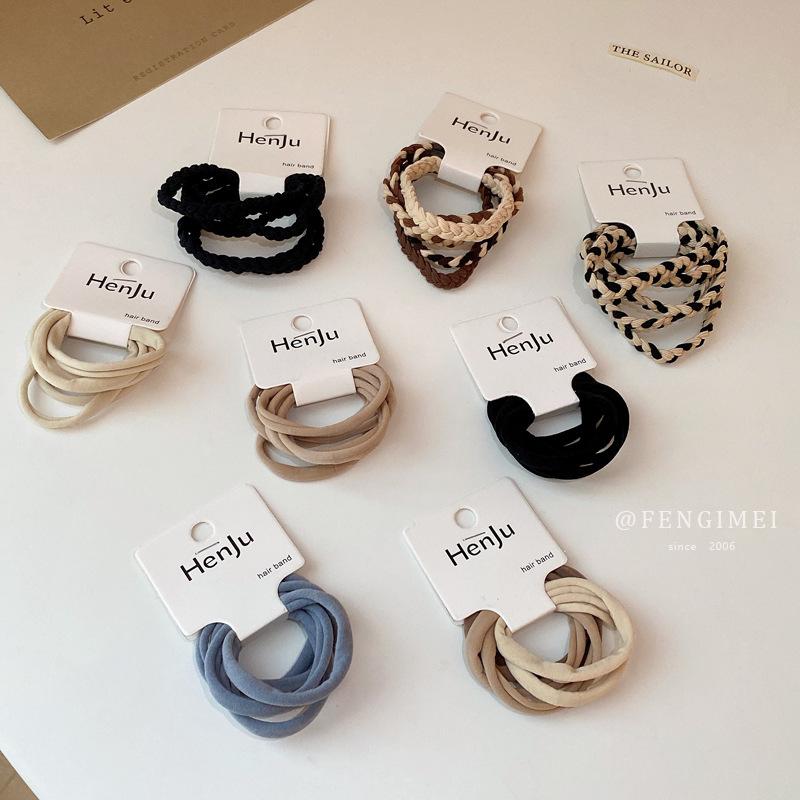 Japanese and Korean Style Simple Geometric Hair Rope Internet Celebrity High Elasticity Durable Rubber Band Hair Rope Commuter Versatile 