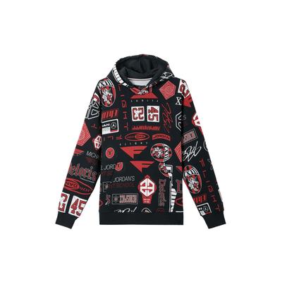 Jordan Essentials Fleece Printed Hoodie Men Tops Black Campus-Red HM7255010