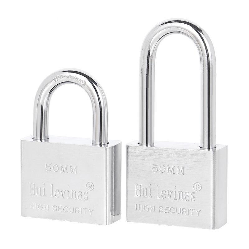 Blade-Shaped Stainless Steel Padlock, Square Head, 30mm, Ideal for Doors, Dorm Rooms, Cabinets, Long-Shank Anti-Theft Design.